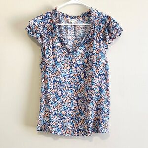Wonderly Ruffle Short Sleeve Floral Blouse